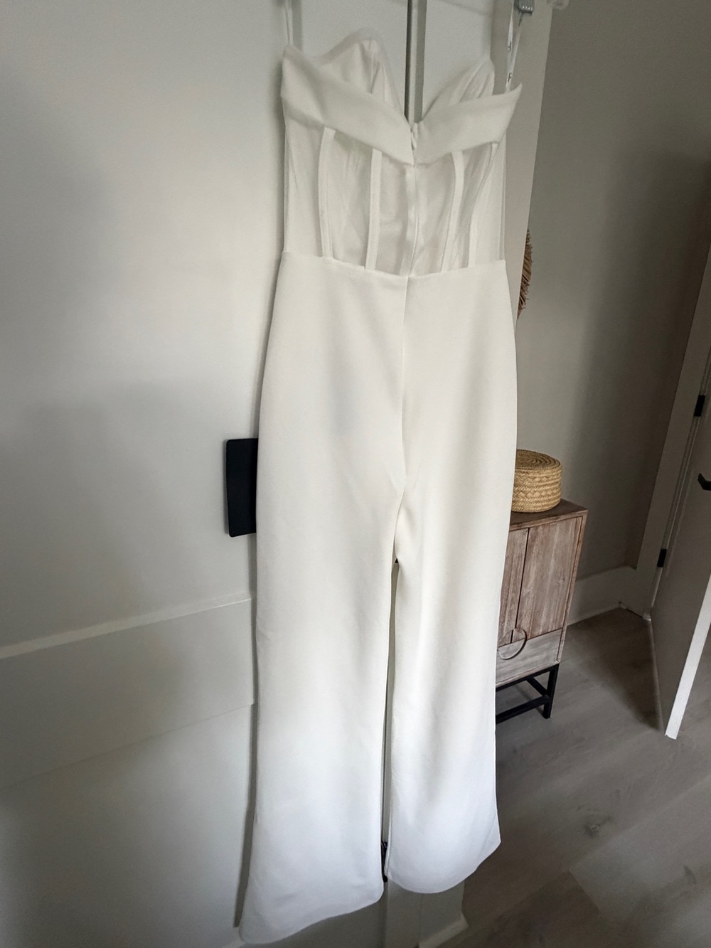 Lulu's Fashionista Nights Bustier Strapless White Wide-Leg Jumpsuit - Picture 5 of 10
